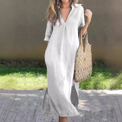 Summer dress with V-neck and slits – Soraya