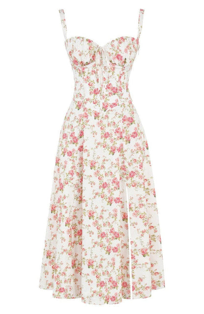 Floral Maxi Dress with Waist Definition - Fleur