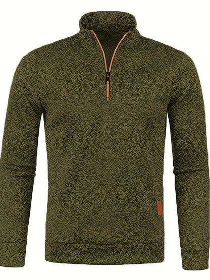 Men's pullover with neck zip for autumn & winter - Matteo