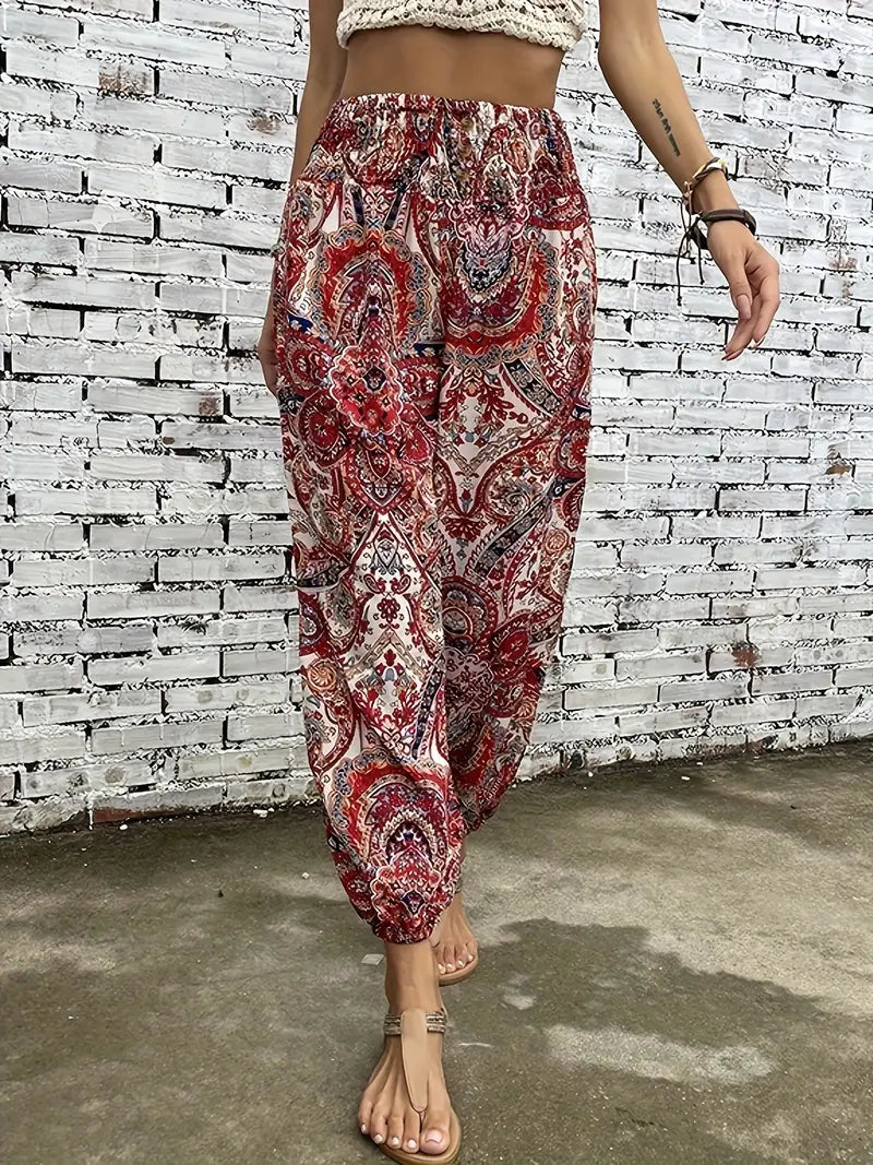 Boho-chic women's trousers with graphic print – Solara