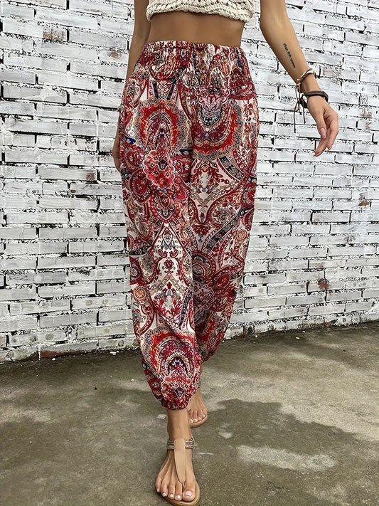 Boho-chic women's trousers with graphic print – Solara