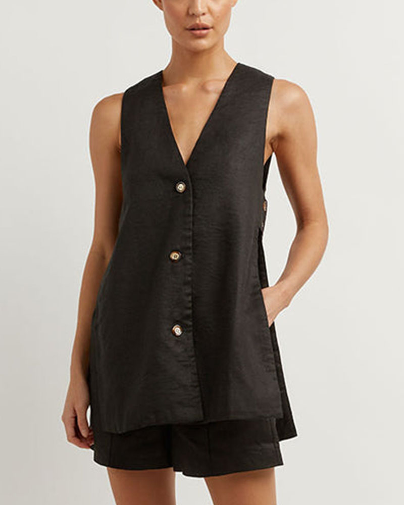 Women's Zomerset with sleeveless gilet and high-waisted shorts – Sylvie