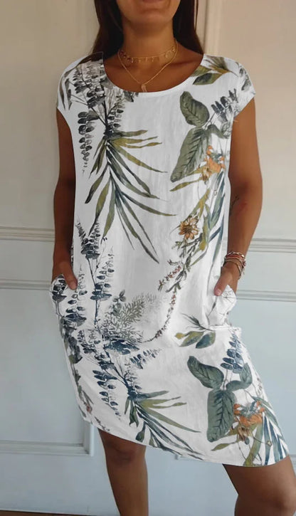Printed dress with round neckline – Eveline
