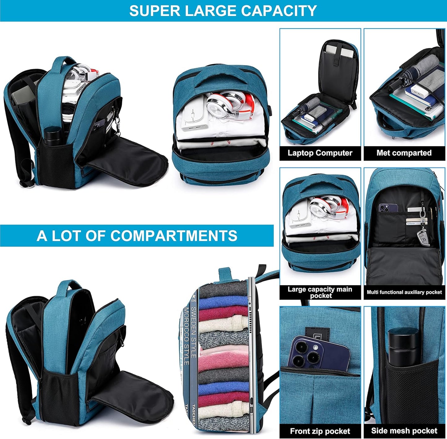 Waterproof laptop backpack with USB port and anti-theft design – TechPro