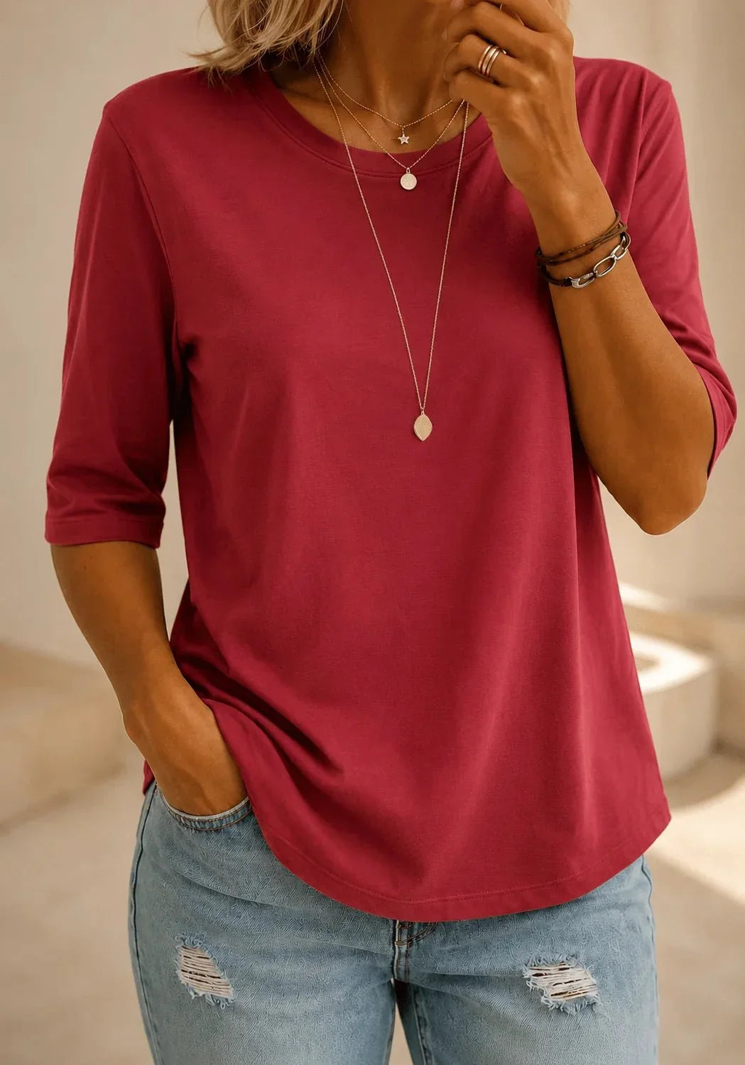 Essential Comfort Tee - Classic Round Neck Half Sleeve Top 1