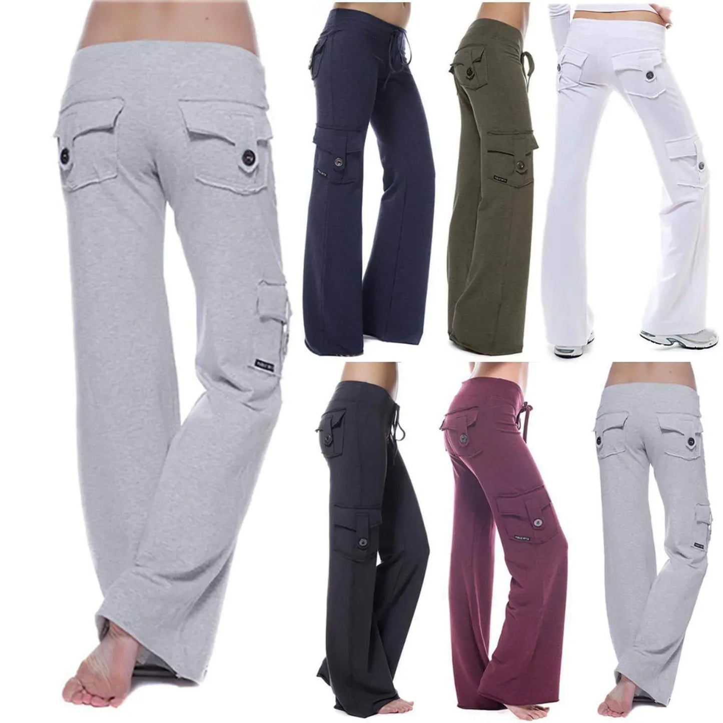 Ladies Bootcut Cargo Pants with Pockets – Isabella
