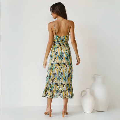 Summer dress with print and backless design – Elora