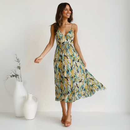 Summer dress with print and backless design – Elora