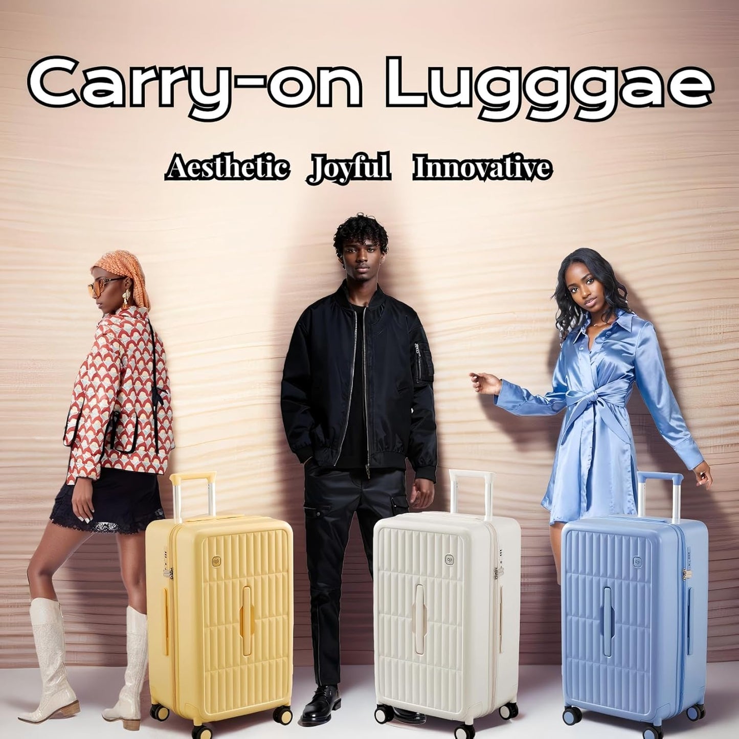 Large hard-shell suitcases with 8 spinner wheels