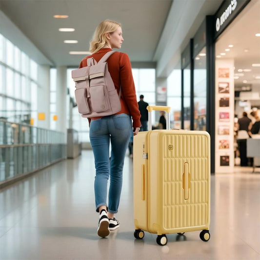 Large hard-shell suitcases with 8 spinner wheels