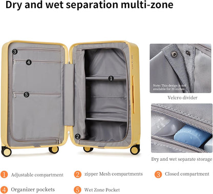Large hard-shell suitcases with 8 spinner wheels