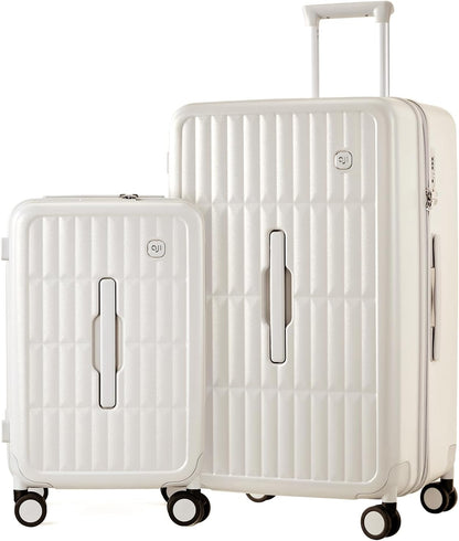 Large hard-shell suitcases with 8 spinner wheels