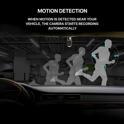 Silhouettes of a running person in a car park seen through a windscreen, illustrating motion detection 6