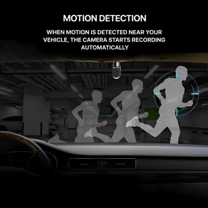 Silhouettes of a running person in a car park seen through a windscreen, illustrating motion detection 6