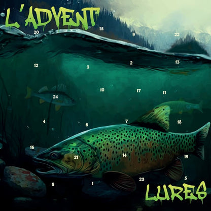 Calendar front design showing a large spotted trout and a perch in dark green water 3