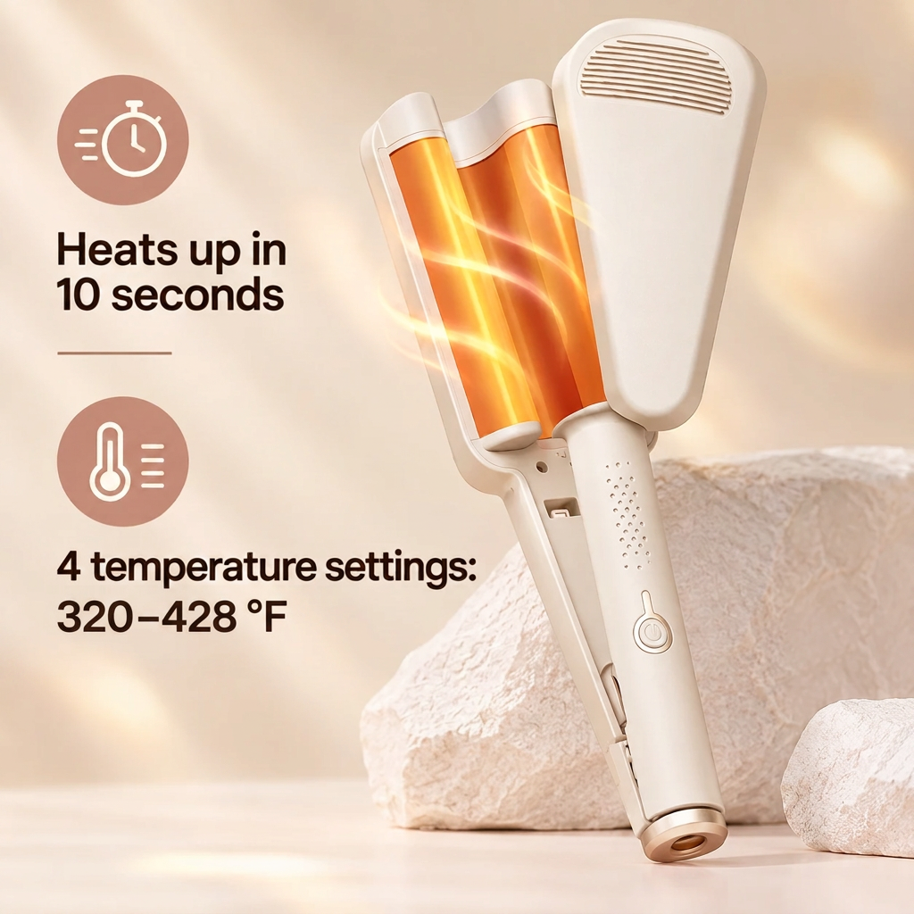 1.26 inches Wave Iron with 4 Temperature Settings and Ionic Technology