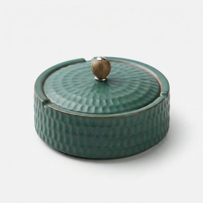 Handmade Ceramic Ashtray with Wooden Lid, 12.5 cm 11