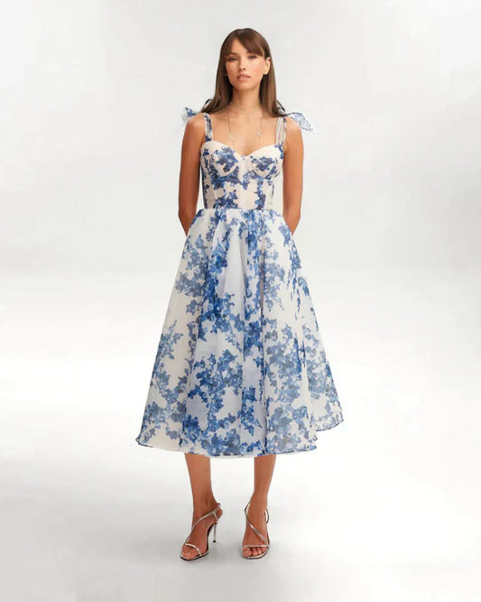 Enchanting Blue Flower Dress - Luna