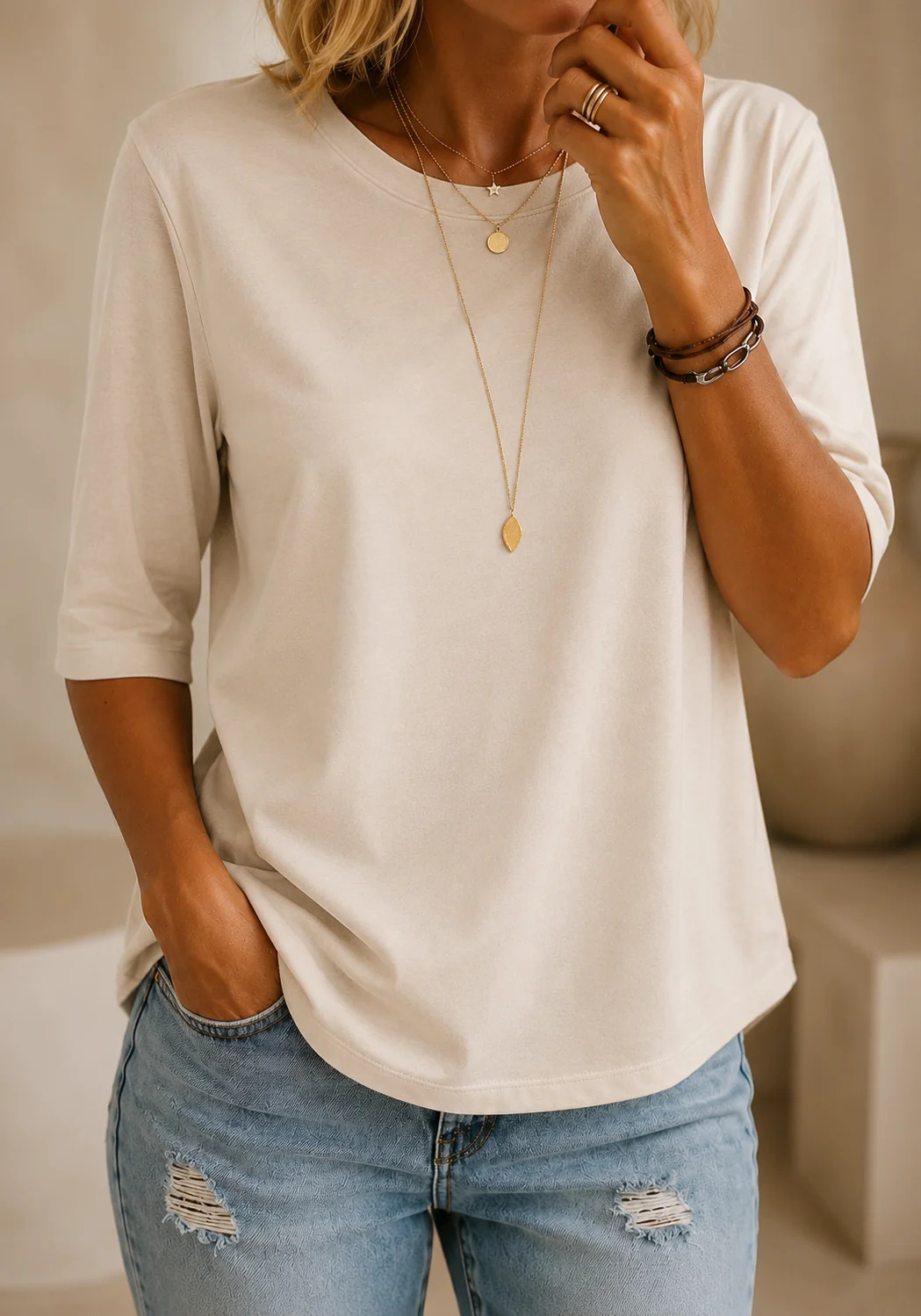 Relaxed Everyday Half-Sleeve Tee for Women 12