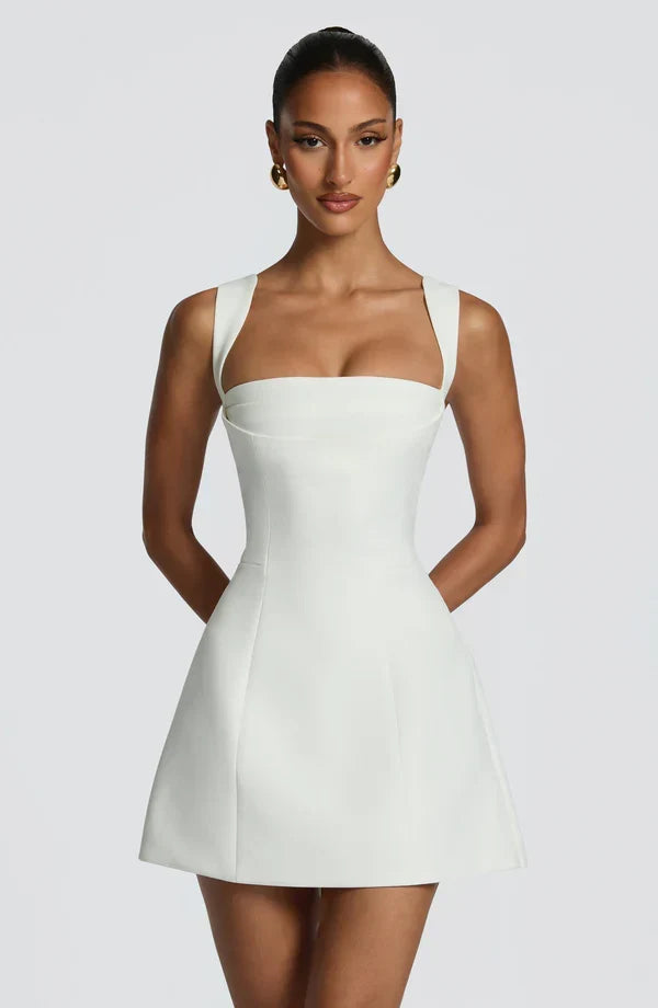 Isabeau Mini Dress – Boned Corset, Square Neck, Flared Skirt 1