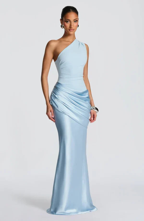 Sidonie One-Shoulder Draped Satin Maxi Dress 2