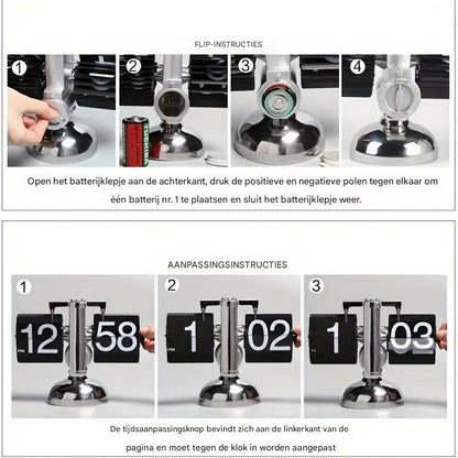 Retro Flip Clock with Steel Accent - TempoFlip