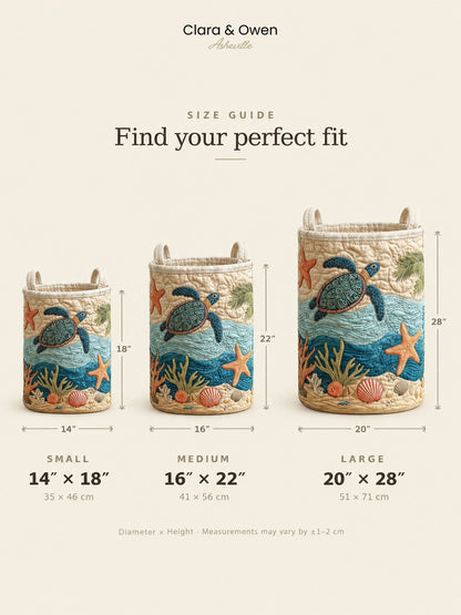 Size guide graphic showing the small, medium and large baskets side by side with their diameters and heights marked. 7