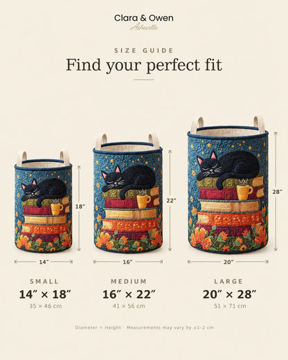 Size guide showing the small, medium and large baskets side by side, with diameter and height marked in inches and centimetres. 5