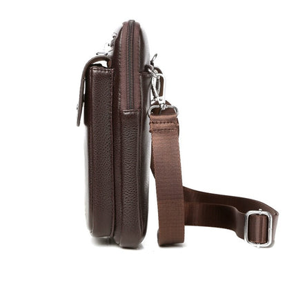 Compact PU‑leather crossbody bag for men with an adjustable shoulder strap.