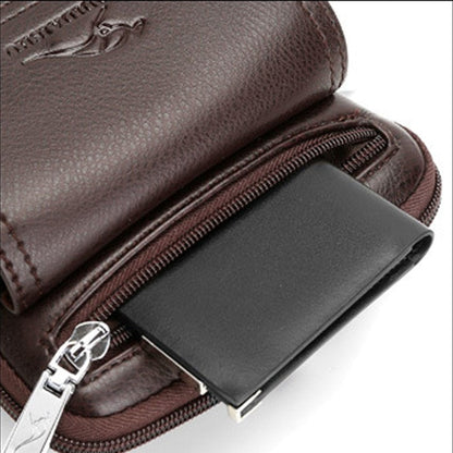 Compact PU‑leather crossbody bag for men with an adjustable shoulder strap.