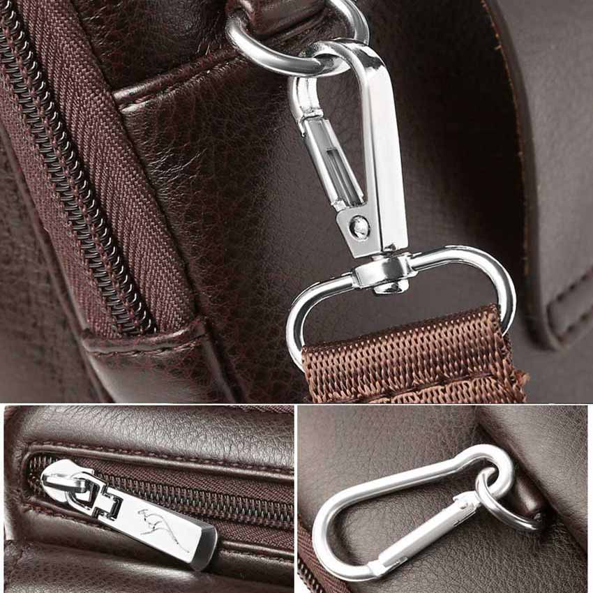 Compact PU‑leather crossbody bag for men with an adjustable shoulder strap.