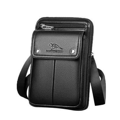 Compact PU‑leather crossbody bag for men with an adjustable shoulder strap.