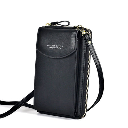 Compact PU leather shoulder bag with an adjustable strap.