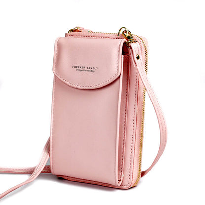 Compact PU leather shoulder bag with an adjustable strap.