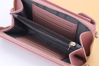 Compact PU leather shoulder bag with an adjustable strap.