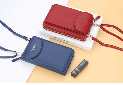 Compact PU leather shoulder bag with an adjustable strap.
