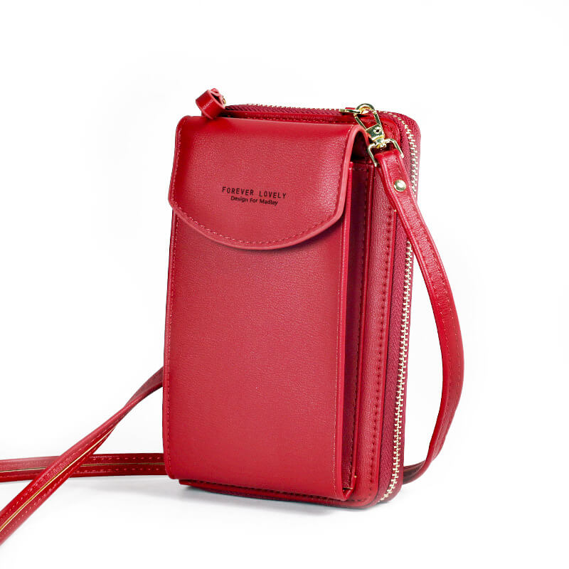 Compact PU leather shoulder bag with an adjustable strap.
