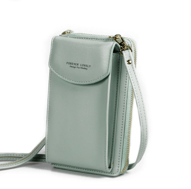 Compact PU leather shoulder bag with an adjustable strap.