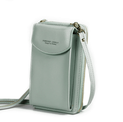 Compact PU leather shoulder bag with an adjustable strap.