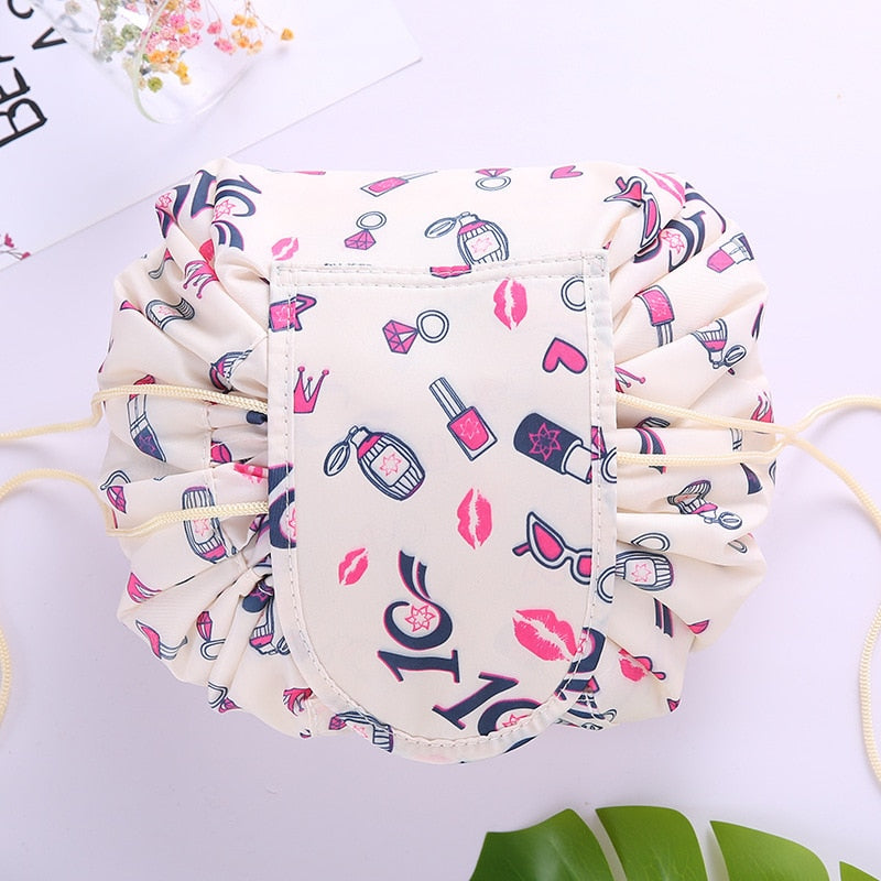 Portable drawstring make-up and toiletry bag – 2 for 1 travel organiser