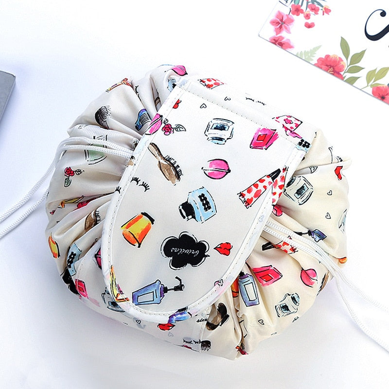 Portable drawstring make-up and toiletry bag – 2 for 1 travel organiser