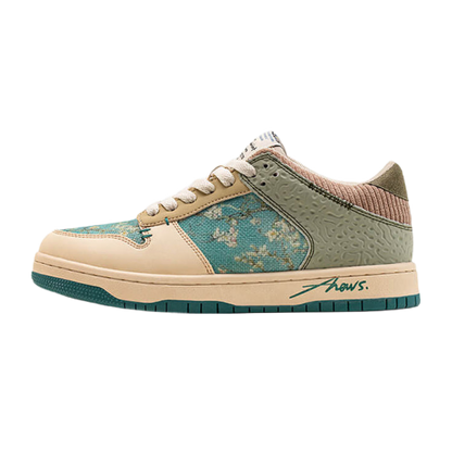 Stylish unisex synthetic sneakers with almond blossom print – Arta
