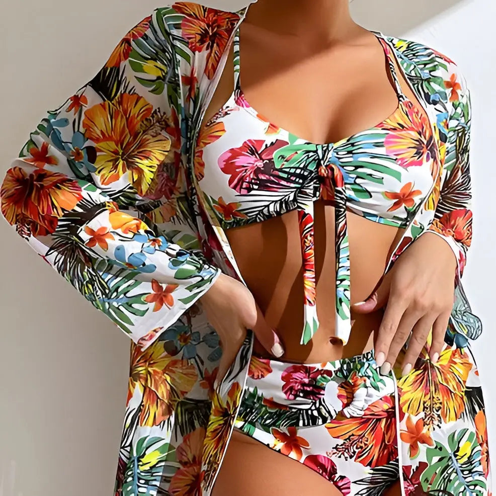 Three-piece bikini set with high-waist cut – Yara