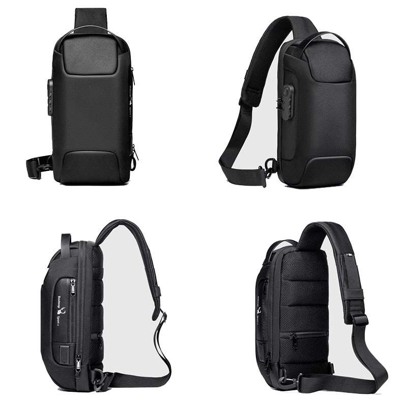 Compact waterproof men's crossbody bag – anti-theft with USB charging port