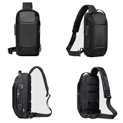 Compact waterproof men's crossbody bag – anti-theft with USB charging port