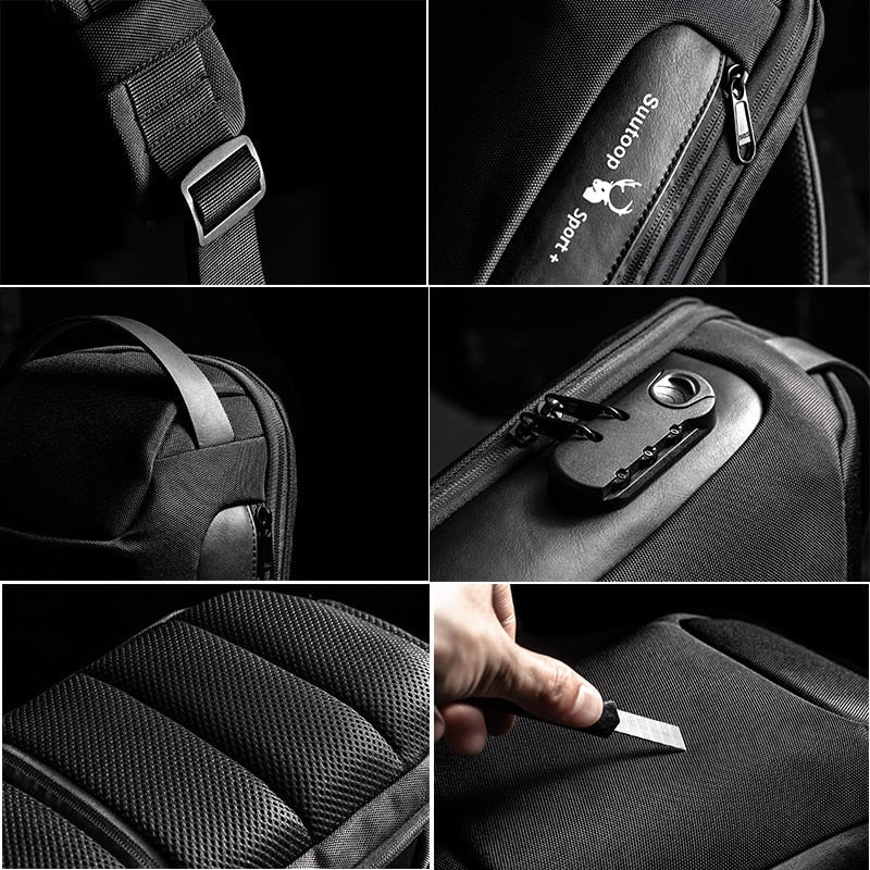Compact waterproof men's crossbody bag – anti-theft with USB charging port