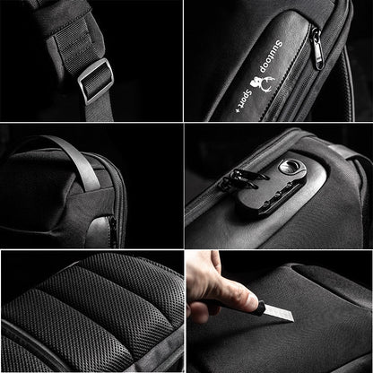 Compact waterproof men's crossbody bag – anti-theft with USB charging port