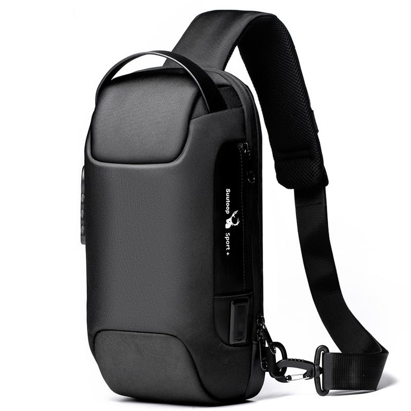 Compact waterproof men's crossbody bag – anti-theft with USB charging port