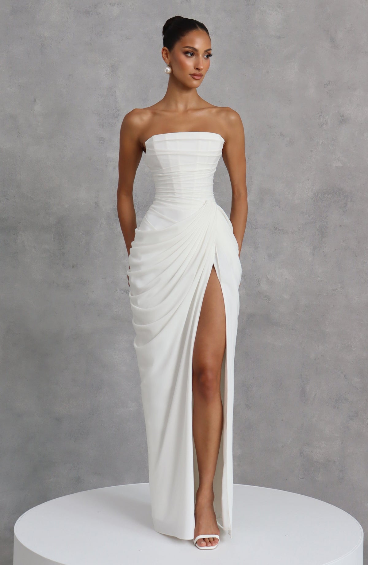 Lois Strapless Corset Maxi Dress with High Slit 13