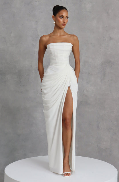 Lois Strapless Corset Maxi Dress with High Slit 13